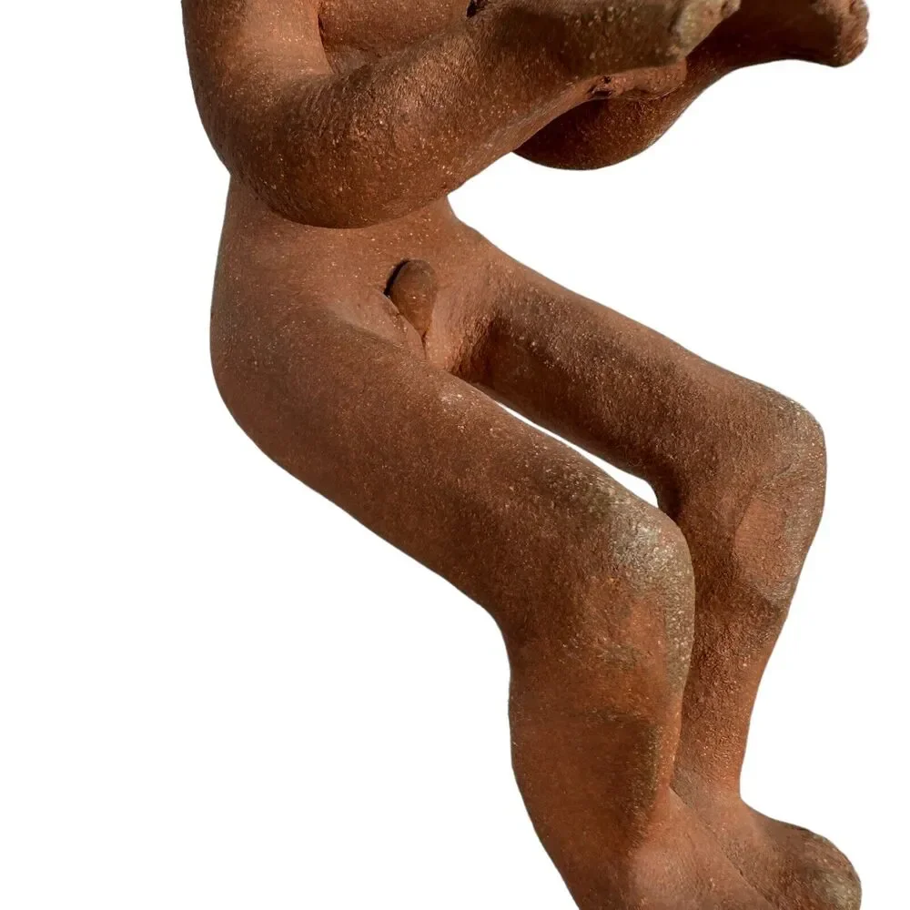 Vintage Rizzo Hollis ME Clay Sculpture 1970s Nude Guy Glasses Piano‎ Player Art